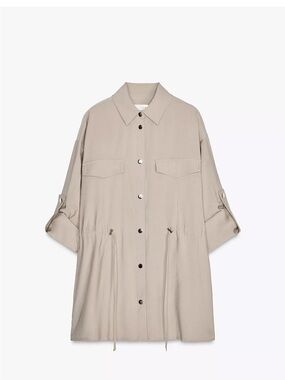 Zara Beige Drawcord Utility Jacket